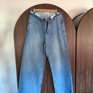 EB Denim Relaxed Fit foldover Faded Blue Jeans